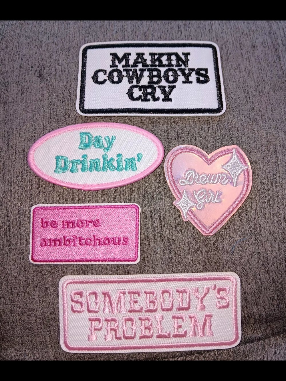 Cowgirl Theme Assorted Pink Iron-On Patches Set